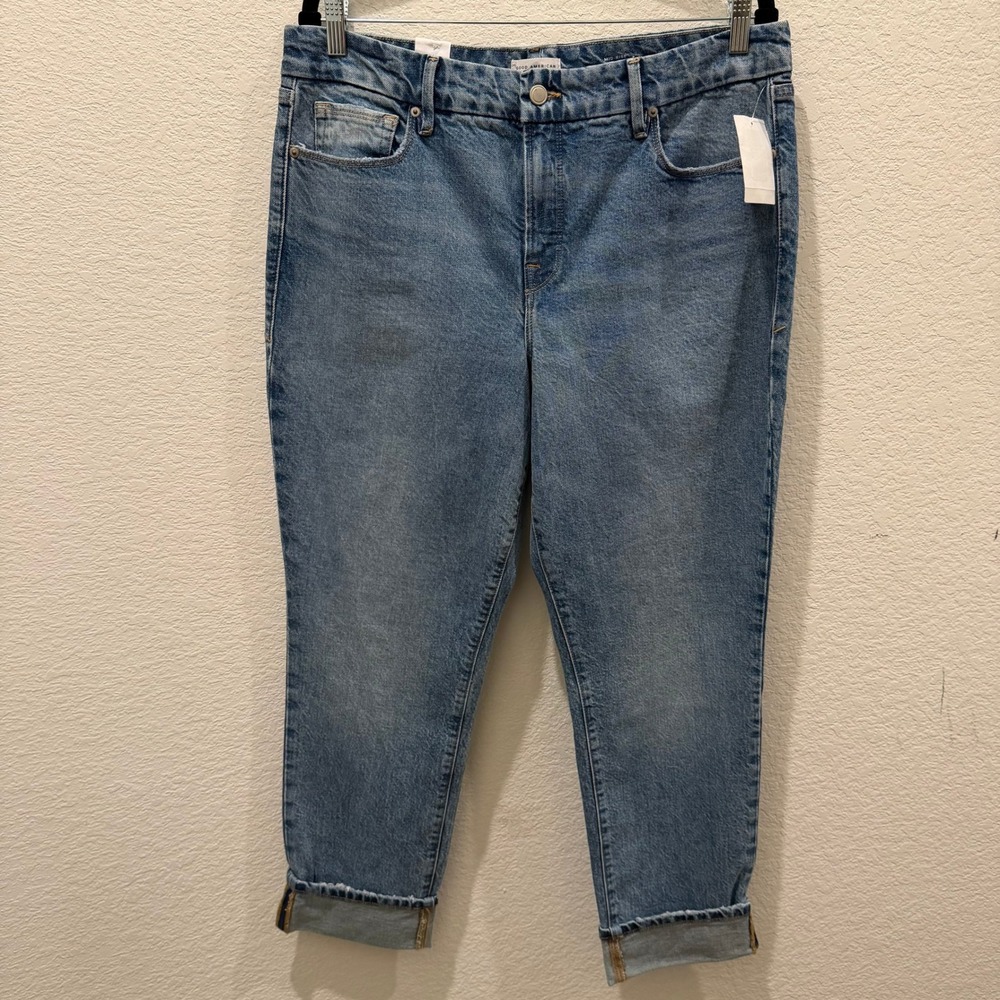 Good American Good Classic Slim Mid-Rise Jeans Medium Wash Blue Size 12/31